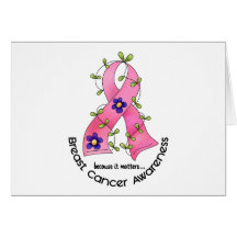 Ruban 1 de fleur de CANCER DU SEIN Carte