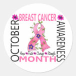 Ruban 1 de fleur de mois de conscience de cancer d autocollants ronds