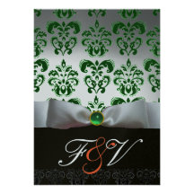 RUBAN ARGENTÉ VERT et orange NOIRE de MONOGRAMME d Carton D'invitation
