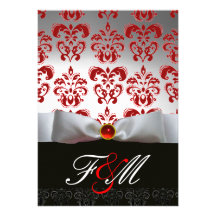 RUBAN BLANC ROUGE et rubis NOIR de MONOGRAMME de D Bristols