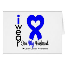 Ruban bleu de coeur de cancer du colon pour mon ma carte de vœux