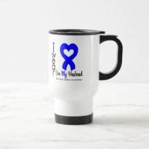 Ruban bleu de coeur de cancer du colon pour mon ma tasse à café