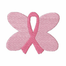 Ruban brodé de papillon de cancer du sein polos brodés
