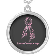 Ruban de cancer du sein d'espoir de courage d'amou collier
