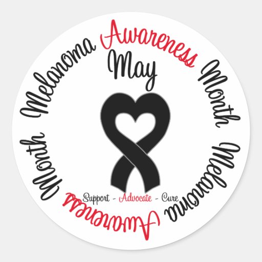 Ruban de coeur de mois de conscience de mélanome adhésifs ronds