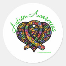Ruban de coeur de mosaïque d'autisme adhésif rond
