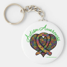 Ruban de coeur de mosaïque d'autisme porte-clés