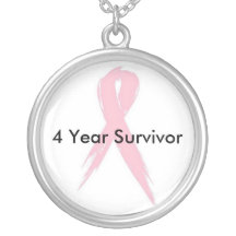Ruban de conscience de cancer du sein survivant de collier personnalisé