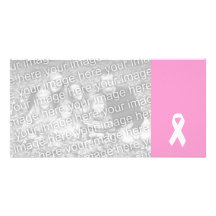 Ruban de conscience sur le rose modèle pour photocarte