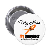 Ruban de leucémie mon HÉROS ma fille Badge Avec Épingle