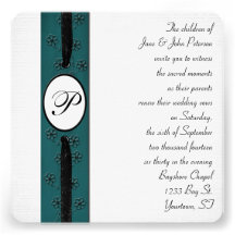 Ruban de monogramme pour le renouvellement de voeu carton d'invitation
