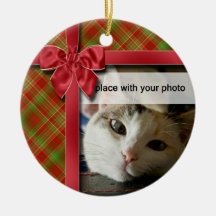 Ruban de Noël et ornement de photo de plaid