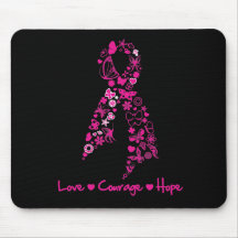 Ruban de papillon d'espoir de courage d'amour - ca tapis de souris