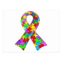 ruban de puzzle de la sensibilisation sur l'autism carte postale