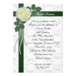 Ruban de rose blanc et de vert d'invitation du bon