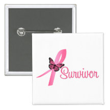 Ruban de survivant de cancer du sein pin's avec agrafe