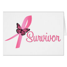 Ruban de survivant de cancer du sein carte de vœux
