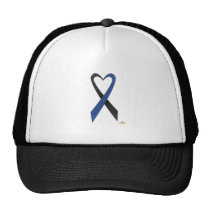 Ruban en forme de coeur noir et bleu de conscience casquettes
