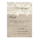 Ruban en ivoire et toile de jute de dentelle épous invitations