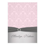 RUBAN IMPRIMÉ gris, invitation rose de mariage dam