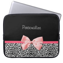 Ruban noir et blanc à la mode de rose d'empreinte  trousse pour ordinateur portable
