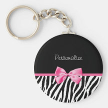 Ruban noir et blanc à la mode de rose d'impression porte-clefs