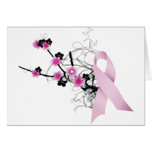 Ruban rose de fleurs de cerisier carte