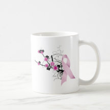 Ruban rose de fleurs de cerisier mug à café