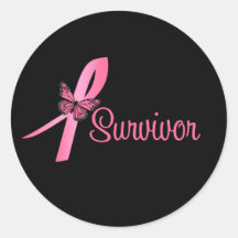 Ruban rose de papillon - survivant de cancer du se adhésifs