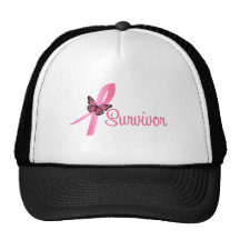 Ruban rose de papillon - survivant de cancer du se casquettes