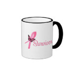 Ruban rose de papillon - survivant de cancer du se mugs