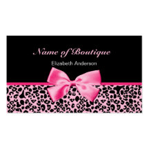 Ruban rose et noir de boutique à la mode de léopar carte de visite