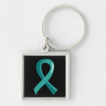 Ruban turquoise 3 de Cancer péritonéal Porte-clef