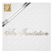 Rubans argentés et mariage d'or invitation