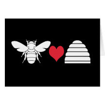 Ruche de coeur d'abeille cartes de vœux