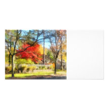 Rue colorée d'automne photocarte personnalisée