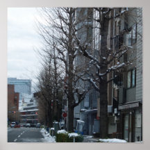 Rue d'arbre de neige du Japon Posters
