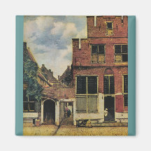 Rue de Johannes Vermeer à Delft (circa 1660) Magnets