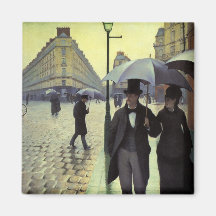Rue de Paris, jour pluvieux par Gustave Caillebott Magnets Pour Réfrigérateur