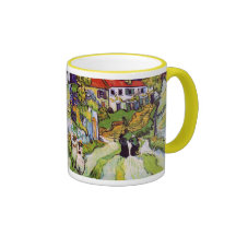 Rue de village de Van Gogh avec des figures Tasse
