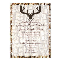 Rustic Country Camo Hunting Antlers Wedding Invite