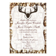 Rustic Country Camo Hunting Antlers Wedding Invite