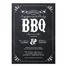 RUSTIC MODERN CHALKBOARD ENGAGEMENT PARTY BBQ PERSONALIZED INVITE
