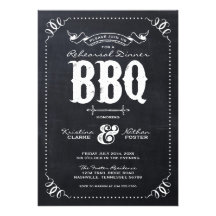 RUSTIC MODERN CHALKBOARD REHEARSAL DINNER BBQ PERSONALIZED ANNOUNCEMENTS