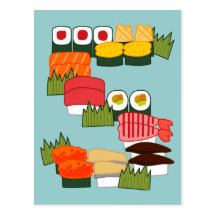 S pour la carte postale de sushi