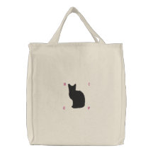 Sac brodé de chat noir