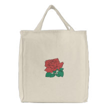 Sac brodé de rose rouge
