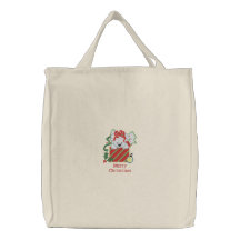 Sac brodé mignon d'ours blanc de Joyeux Noël