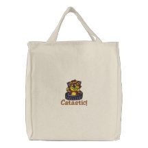 Sac brodé par chat drôle
