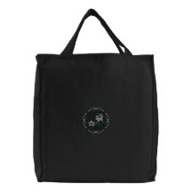 Sac brodé par fleur rose
